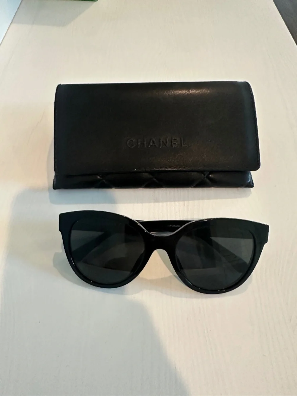 CHANEL Black Butterfly Cat Eye Sunglasses w/ Case